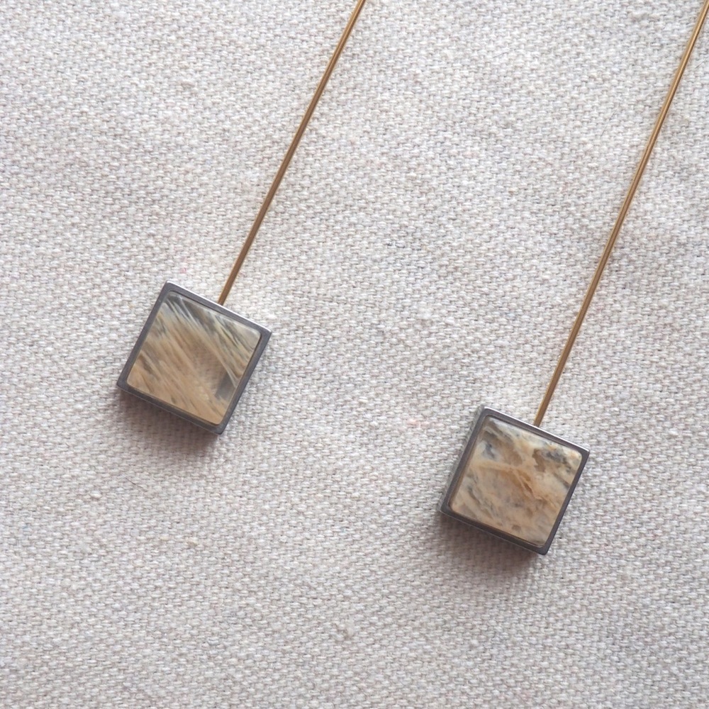 New Gold Plated Dangle Earrings with smoky quartz